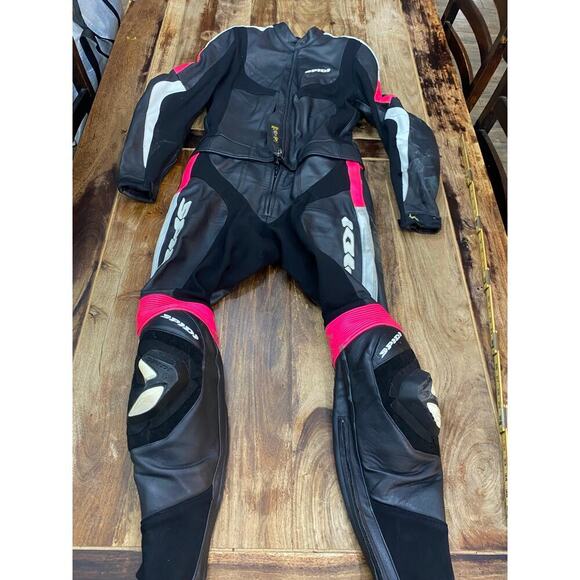 SPIDI Black Pink Leather Motorcycle Race Track Suit Size 44 - Picture 2 of 4